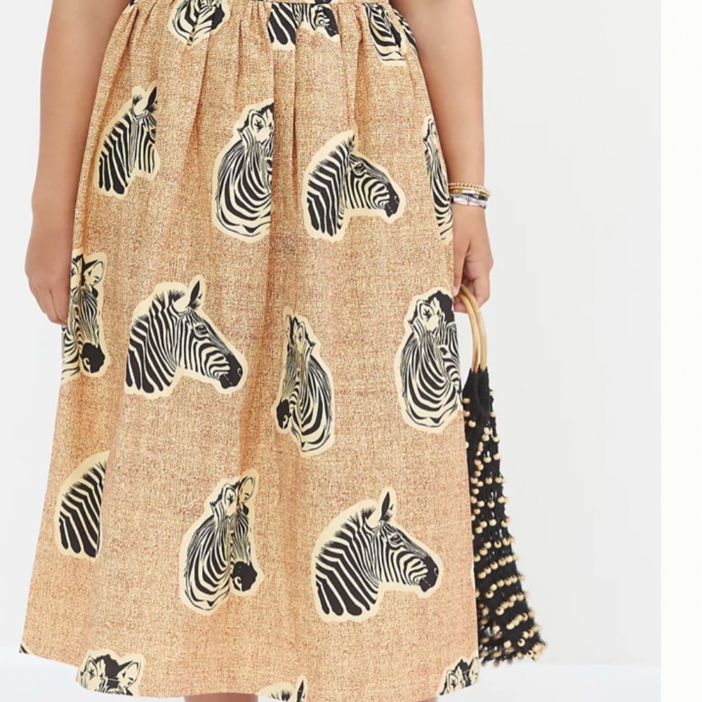 SIKA A-Line Zebra Animal Boho Peasant Hipster Hippie Art Deco Farm Midi Skirt - Picture 4 of 7